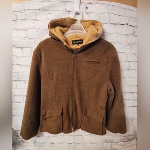 Sandro Sport Women's Teddy Hoodie Sherpa Vintage Chore Coat XL